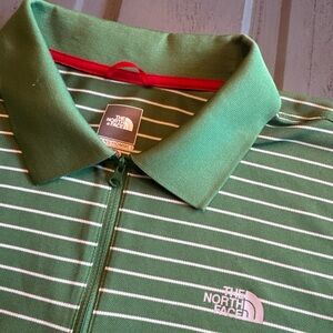 The North Face Green Striped Men's Polo Shirt